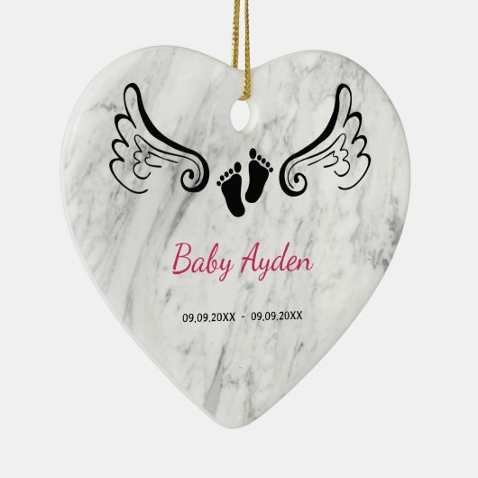 Baby met naam en datum keramisch ornament (Rechts)