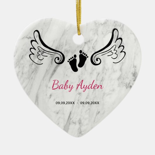 Baby met naam en datum keramisch ornament (Voorkant)