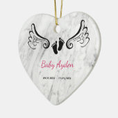 Baby met naam en datum keramisch ornament (Links)