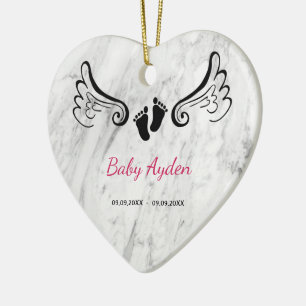 Baby met naam en datum keramisch ornament