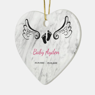 Baby met naam en datum keramisch ornament