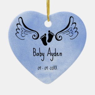 Baby met naam en datum keramisch ornament