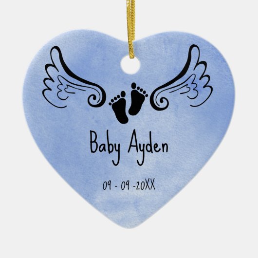 Baby met naam en datum keramisch ornament (Voorkant)