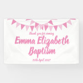 Baby met roze beaptisme spandoek (Horizontaal)