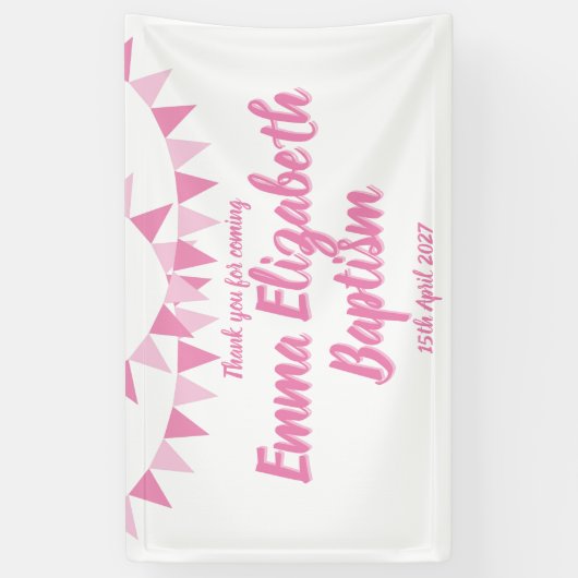 Baby met roze beaptisme spandoek (Verticaal)