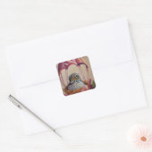 Baby met roze parachute Waterverf Vierkante Sticker (Envelop)
