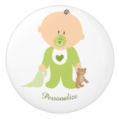 Baby met Teddy Bear & Blanket Personalize Dresser Keramische Knop (Voorkant)