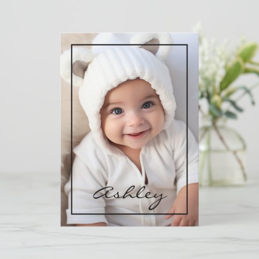 Baby met zwarte grens aankondiging (Staand voorkant)