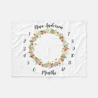 baby mijlpaal deken met veldbloemen en vlindertjes