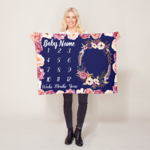 Baby mijlpaal gepersonaliseerd Baby shower meisje  Fleece Deken