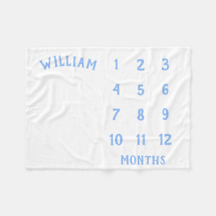 Baby Mijlpaal Maandelijks Lichtblauw Babydeken Fleece Deken
