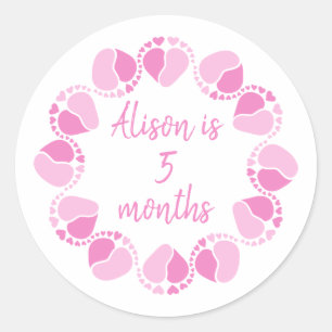 Baby mijlpaal voor baby girl ronde sticker