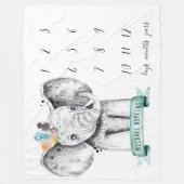 Baby Mijlpaaldeken | Kleine olifant Fleece Deken (Voorkant)