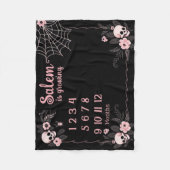 Baby mijlpaaldeken met bloemen en schedels fleece deken (Voorkant)