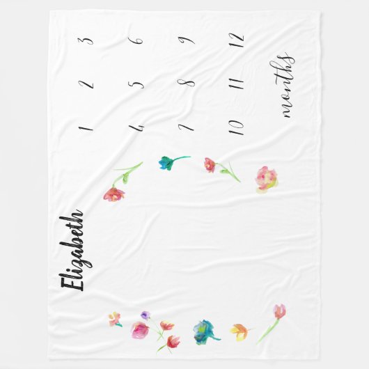 Baby-mijlpaaltracker met naam fleece deken (Voorkant)