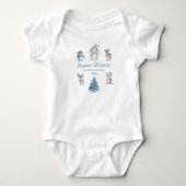 Baby Mijn 1e Kerstmis Op Maat Bos Blauw Romper (Voorkant)