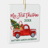 Baby Mijn eerste kerstboomgaard Red Green Keramisch Ornament (Rechts)