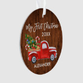 Baby Mijn eerste kerstboomkandriet Red Truck Ornament (voorkant)