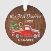 Baby Mijn eerste kerstboomkandriet Red Truck Ornament (voorkant)