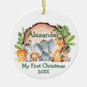 Baby Mijn eerste kerstfeest Safari Animals Greener Keramisch Ornament (Voorkant)