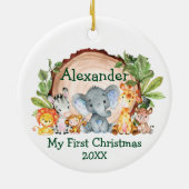 Baby Mijn eerste kerstfeest Safari Animals Greener Keramisch Ornament (Achterkant)