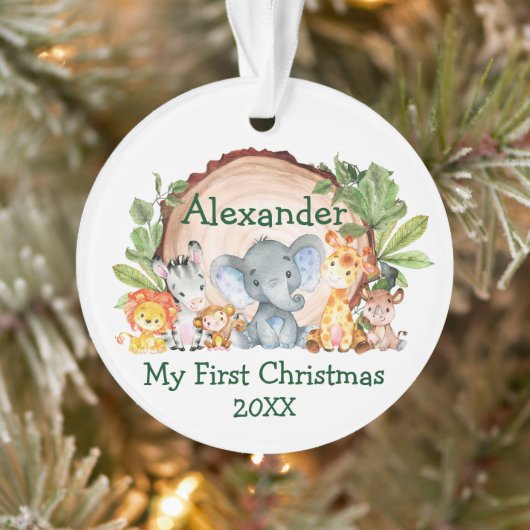 Baby Mijn eerste kerstfeest Safari Animals Greener Ornament (Boom)