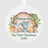 Baby Mijn eerste kerstfeest Safari Animals Greener Ornament (achterkant)