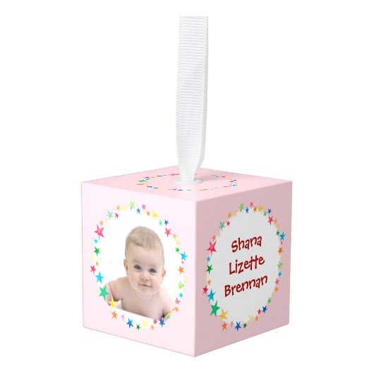 Baby Mijn eerste kerstfoto begint met roze Ornament (Voorkant hoekig)
