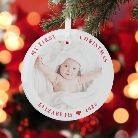 Baby Mijn eerste kerstfoto Glas Ornament