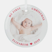 Baby Mijn eerste kerstfoto Glas Ornament (Voorkant)
