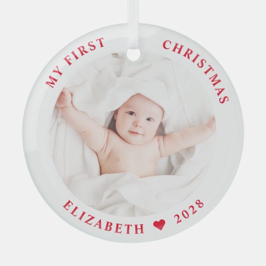 Baby Mijn eerste kerstfoto Glas Ornament (Voorkant)