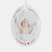 Baby Mijn eerste kerstfoto Glas Ornament (Voorkant links)