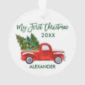 Baby Mijn eerste kerstgroene Red Truck Ornament (achterkant)