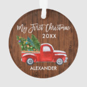 Baby Mijn eerste kersthout  Red Truck Ornament (achterkant)
