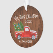 Baby Mijn eerste kersthout  Red Truck Ornament (voorkant)