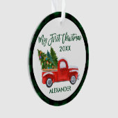 Baby Mijn eerste Kerstmis  Truck Green Pset Ornament (voorkant)