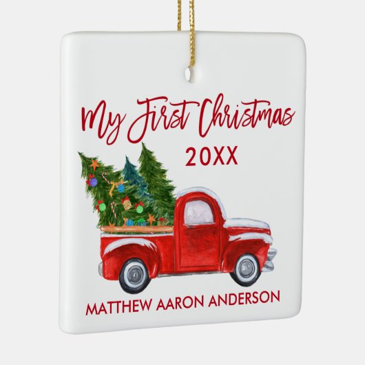 Baby Mijn eerste Kerstmis  Truck Red Keramisch Ornament (Rechts)