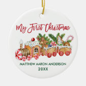 Baby Mijn eerste kerstontbijt Rood met ontbijtkoek Keramisch Ornament (Voorkant)