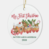 Baby Mijn eerste kerstontbijt Rood met ontbijtkoek Keramisch Ornament (Links)