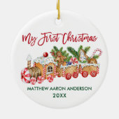 Baby Mijn eerste kerstontbijt Rood met ontbijtkoek Keramisch Ornament (Achterkant)