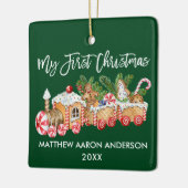 Baby Mijn eerste kerstontbijtontbijt Groen Keramisch Ornament (Links)