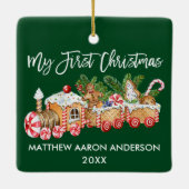 Baby Mijn eerste kerstontbijtontbijt Groen Keramisch Ornament (Achterkant)