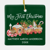 Baby Mijn eerste kerstontbijtontbijt Groen Keramisch Ornament (Voorkant)