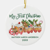 Baby Mijn eerste kerstontbijtontbijt Groen Keramisch Ornament (Voorkant)