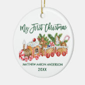 Baby Mijn eerste kerstontbijtontbijt Groen Keramisch Ornament (Links)