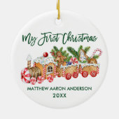 Baby Mijn eerste kerstontbijtontbijt Groen Keramisch Ornament (Achterkant)