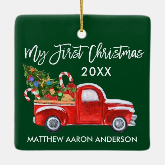 Baby Mijn eerste kerstrode snoepsnoepjes voor de v Keramisch Ornament (Achterkant)