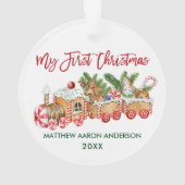 Baby Mijn eerste kerstrode tandbrood-trein Ornament (achterkant)