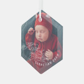 Baby Mijn eerste kersttekst Aangepaste tekst Foto Glas Ornament (Voorkant links)