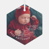 Baby Mijn eerste kersttekst Aangepaste tekst Foto Glas Ornament (Achterkant)